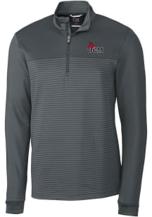 Cutter and Buck Central Missouri Mules Mens Grey Traverse Stripe Long Sleeve Qtr Zip Pullover