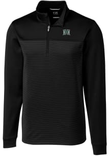 Cutter and Buck Hawaii Warriors Mens Black Traverse Stripe Stretch Long Sleeve Qtr Zip Pullover