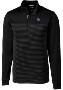 Cutter and Buck Louisiana Tech Bulldogs Mens Black Traverse Stripe Stretch Long Sleeve Qtr Zip Pul..
