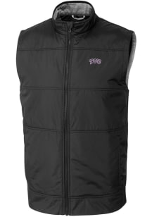 Cutter and Buck TCU Horned Frogs Big and Tall Black Stealth Hybrid Quilted Windbreaker Vest Mens V..