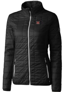 Cutter and Buck Miami RedHawks Womens Black Rainier PrimaLoft Puffer Filled Jacket