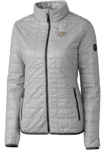 Cutter and Buck Purdue Boilermakers Womens Grey Rainier PrimaLoft Puffer Filled Jacket