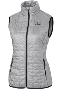 Cutter and Buck Illinois Fighting Illini Womens Grey Rainier PrimaLoft Puffer Vest