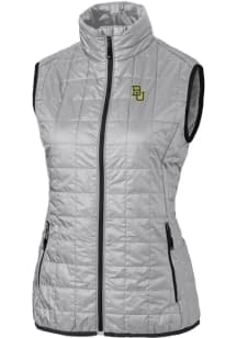 Cutter and Buck Baylor Bears Womens Grey Rainier PrimaLoft Puffer Vest