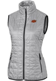 Cutter and Buck Oklahoma State Cowboys Womens Grey Rainier PrimaLoft Puffer Vest