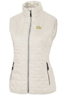 Cutter and Buck GA Tech Yellow Jackets Womens White Rainier PrimaLoft Puffer Vest