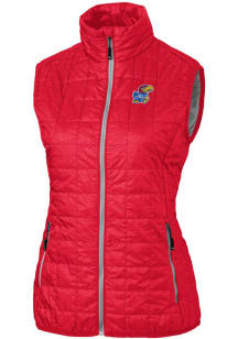 Cutter and Buck Kansas Jayhawks Womens Red Rainier PrimaLoft Puffer Vest