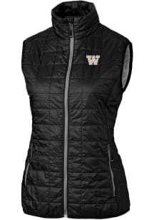 Cutter and Buck Washington Huskies Womens Black Rainier PrimaLoft Puffer Vest