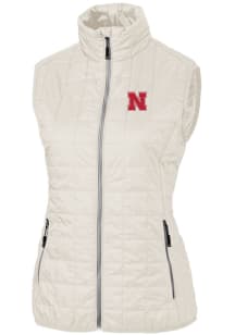 Cutter and Buck Nebraska Cornhuskers Womens White Rainier PrimaLoft Puffer Vest