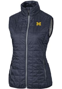 Cutter and Buck Michigan Wolverines Womens Anthracite Rainier PrimaLoft Puffer Vest