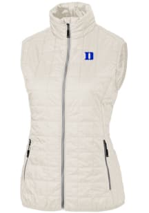 Cutter and Buck Duke Blue Devils Womens White Rainier PrimaLoft Puffer Vest