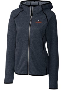 Cutter and Buck Illinois Fighting Illini Womens Navy Blue Mainsail Medium Weight Jacket