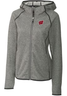 Cutter and Buck Wisconsin Badgers Womens Grey Mainsail Medium Weight Jacket