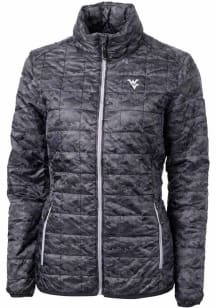 Cutter and Buck West Virginia Mountaineers Womens Black Rainier PrimaLoft Printer Puffer Filled Ja..