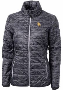 Cutter and Buck Baylor Bears Womens Black Rainier PrimaLoft Printer Puffer Filled Jacket