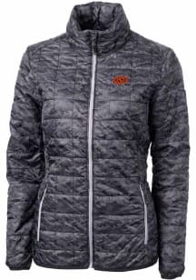Cutter and Buck Oklahoma State Cowboys Womens Black Rainier PrimaLoft Printer Puffer Filled Jacket