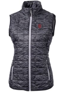 Cutter and Buck Indiana Hoosiers Womens Black Rainier PrimaLoft Printed Puffer Vest