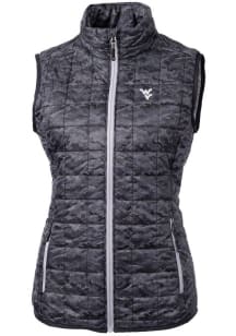 Cutter and Buck West Virginia Mountaineers Womens Black Rainier PrimaLoft Printed Puffer Vest