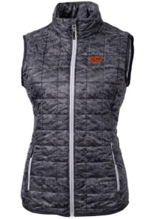 Cutter and Buck Oklahoma State Cowboys Womens Black Rainier PrimaLoft Printed Puffer Vest