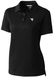 Cutter and Buck West Virginia Mountaineers Womens Black Advantage Pique Short Sleeve Polo Shirt
