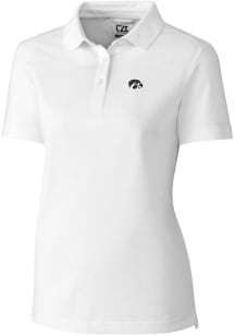 Cutter and Buck Iowa Hawkeyes Womens White Advantage Pique Short Sleeve Polo Shirt