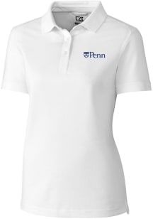Cutter and Buck Pennsylvania Quakers Womens White Advantage Pique Short Sleeve Polo Shirt