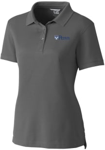 Cutter and Buck Pennsylvania Quakers Womens Grey Advantage Pique Short Sleeve Polo Shirt