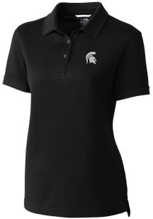 Cutter and Buck Michigan State Spartans Womens Black Advantage Pique Short Sleeve Polo Shirt