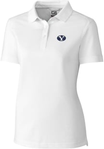 Cutter and Buck BYU Cougars Womens White Advantage Pique Short Sleeve Polo Shirt