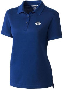 Cutter and Buck BYU Cougars Womens Blue Advantage Pique Short Sleeve Polo Shirt
