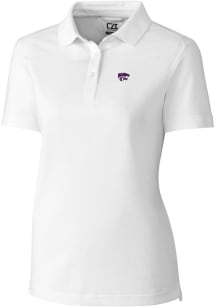 Cutter and Buck K-State Wildcats Womens White Advantage Pique Short Sleeve Polo Shirt