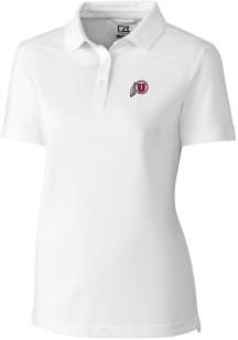 Cutter and Buck Utah Utes Womens White Advantage Pique Short Sleeve Polo Shirt