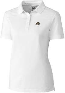 Cutter and Buck Colorado Buffaloes Womens White Advantage Pique Short Sleeve Polo Shirt