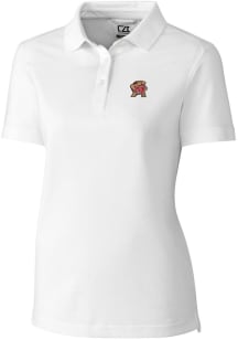 Cutter and Buck Maryland Terrapins Womens White Advantage Pique Short Sleeve Polo Shirt