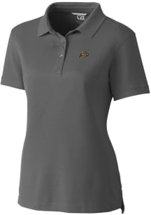 Cutter and Buck Colorado Buffaloes Womens Grey Advantage Pique Short Sleeve Polo Shirt