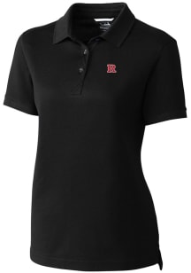 Cutter and Buck Rutgers Scarlet Knights Womens Black Advantage Pique Short Sleeve Polo Shirt