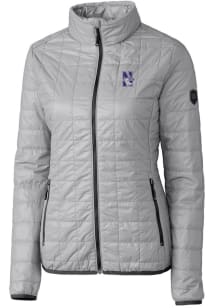 Cutter and Buck Northwestern Wildcats Womens Grey Rainier PrimaLoft Puffer Filled Jacket