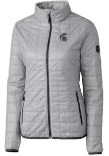Cutter and Buck Michigan State Spartans Womens Grey Rainier PrimaLoft Puffer Filled Jacket