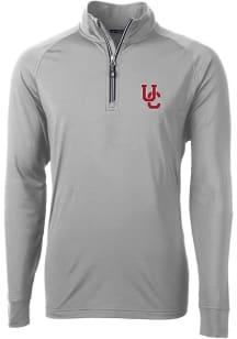 Cutter and Buck Cincinnati Bearcats Mens Grey Adapt Stretch Long Sleeve Qtr Zip Pullover