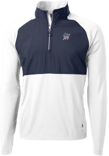 Cutter and Buck Miami Marlins Mens White Americana Adapt Eco Hybrid Long Sleeve Qtr Zip Pullover