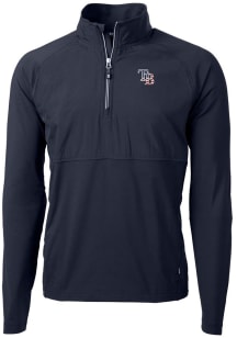 Cutter and Buck Tampa Bay Rays Mens Navy Blue Americana Adapt Eco Hybrid Long Sleeve Qtr Zip Pullo..