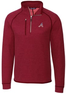 Cutter and Buck Atlanta Braves Mens Red Mainsail Long Sleeve Qtr Zip Pullover