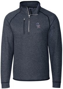 Cutter and Buck Colorado Rockies Mens Navy Blue Mainsail Long Sleeve Qtr Zip Pullover