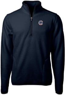 Cutter and Buck Chicago Cubs Mens Navy Blue Cascade Eco Sherpa Fleece Long Sleeve Qtr Zip Pullover