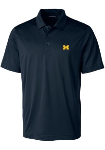 Cutter and Buck Michigan Wolverines Mens Blue Prospect Short Sleeve Polo