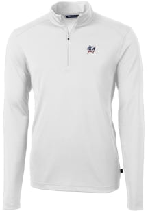 Cutter and Buck Miami Marlins Mens White Stars and Stripes Virtue Eco Pique Big and Tall Qtr Zip