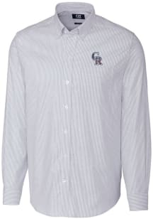 Cutter and Buck Colorado Rockies Mens Light Blue Stretch Oxford Stripe Big and Tall Dress Shirt