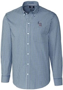 Cutter and Buck Colorado Rockies Mens Navy Blue Easy Care Stretch Gingham Big and Tall Dress Shirt