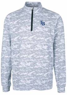 Cutter and Buck Tampa Bay Rays Mens Charcoal Traverse Camo Print Big and Tall Qtr Zip
