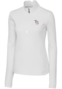 Cutter and Buck Tampa Bay Rays Womens White Americana Traverse Qtr Zip